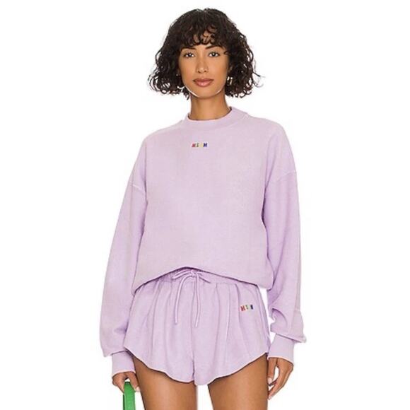 MSGM Milano Medium Logo Sweatshirt Pullover Crew Neck Lilac Terry Lounge - Picture 1 of 13